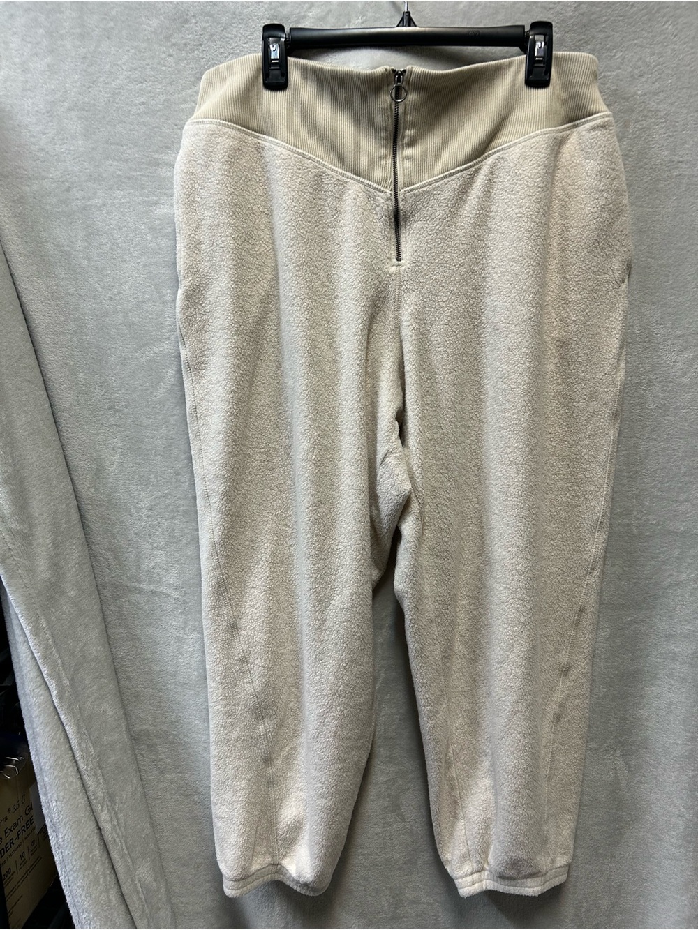 aerie Cream Fleece Joggers with Zip Waist